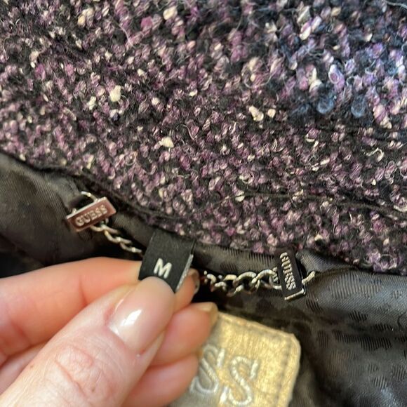 Vintage Guess Los Angeles Ruffle Purple Pea coat Size MEDIUM - Picture 9 of 13